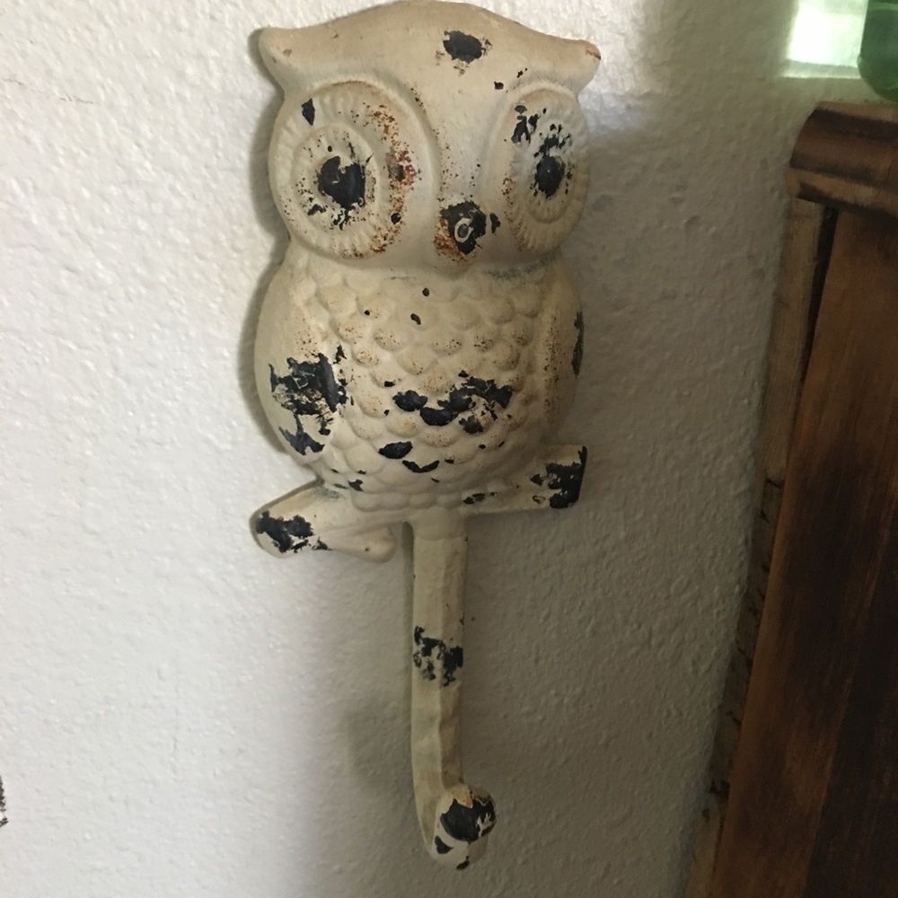 Owl rustic coat key hook